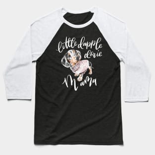 Dapple Doxie Mama, Black in Pink Baseball T-Shirt